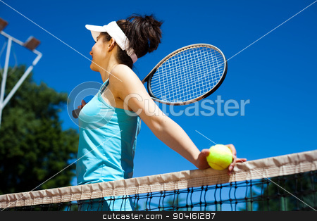 To use this stock image in your creative project, please select the size you need over to the right and click the "Add to Cart" button.
Your downloaded image will come with the Cutcaster watermark removed so don’t worry about the watermark you see on this page. Girl Playing Tennis, summertime saturated theme stock photo, Girl Playing Tennis, summertime saturated theme by Sebastian Duda