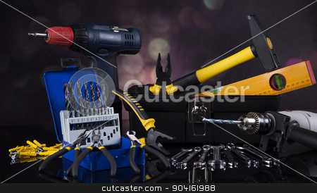 To use this stock image in your creative project, please select the size you need over to the right and click the "Add to Cart" button.
Your downloaded image will come with the Cutcaster watermark removed so don’t worry about the watermark you see on this page. Construction tools, house renovation concept stock photo, Construction tools, house renovation concept by Sebastian Duda