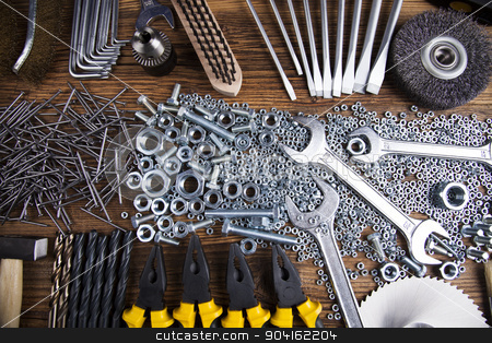 To use this stock image in your creative project, please select the size you need over to the right and click the "Add to Cart" button.
Your downloaded image will come with the Cutcaster watermark removed so don’t worry about the watermark you see on this page. Assorted work tools on wood background stock photo, Assorted work tools on wood background by Sebastian Duda