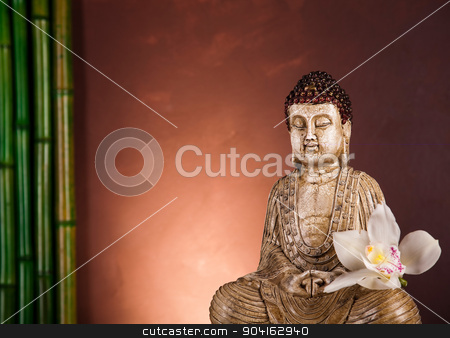 To use this stock image in your creative project, please select the size you need over to the right and click the "Add to Cart" button.
Your downloaded image will come with the Cutcaster watermark removed so don’t worry about the watermark you see on this page. Buddha statue with orchid flower stock photo, Buddha statue with orchid flower by Sebastian Duda