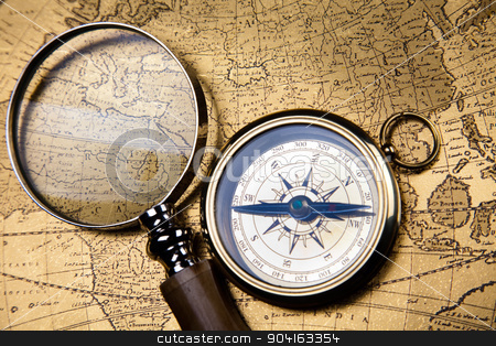 To use this stock image in your creative project, please select the size you need over to the right and click the "Add to Cart" button.
Your downloaded image will come with the Cutcaster watermark removed so don’t worry about the watermark you see on this page. Magnifying glass & Compass, colorful bright journey theme stock photo, by Sebastian Duda