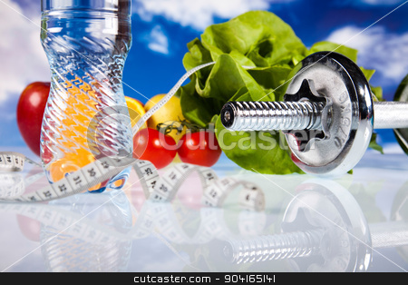 To use this stock image in your creative project, please select the size you need over to the right and click the "Add to Cart" button.
Your downloaded image will come with the Cutcaster watermark removed so don’t worry about the watermark you see on this page. Dumbbells, fresh food and measure tape stock photo, Dumbbells, fresh food and measure tape by Sebastian Duda