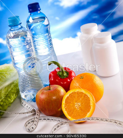 To use this stock image in your creative project, please select the size you need over to the right and click the "Add to Cart" button.
Your downloaded image will come with the Cutcaster watermark removed so don’t worry about the watermark you see on this page. Fitness food, sunset background, bright colorful tone concept stock photo, Fitness food, sunset background, bright colorful tone concept by Sebastian Duda
