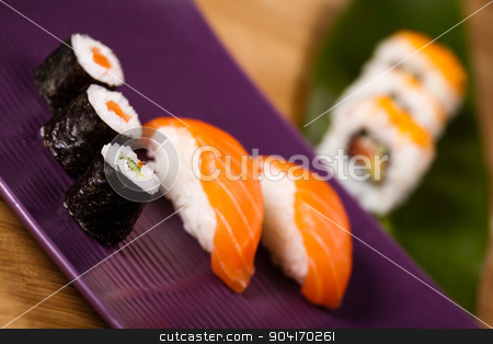 To use this stock image in your creative project, please select the size you need over to the right and click the "Add to Cart" button.
Your downloaded image will come with the Cutcaster watermark removed so don’t worry about the watermark you see on this page. Set of sushi, oriental cuisine colorful theme stock photo, Set of sushi, oriental cuisine colorful theme by Sebastian Duda