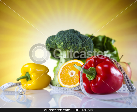 To use this stock image in your creative project, please select the size you need over to the right and click the "Add to Cart" button.
Your downloaded image will come with the Cutcaster watermark removed so don’t worry about the watermark you see on this page. Fitness food stock photo, Vegetable and fruit fitness, sunset by Sebastian Duda