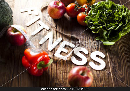To use this stock image in your creative project, please select the size you need over to the right and click the "Add to Cart" button.
Your downloaded image will come with the Cutcaster watermark removed so don’t worry about the watermark you see on this page. Fitness food stock photo, Vegetable, Fruits and fitness, bright colorful tone concept by Sebastian Duda