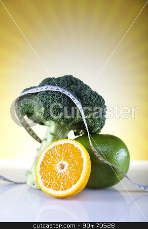 To use this stock image in your creative project, please select the size you need over to the right and click the "Add to Cart" button.
Your downloaded image will come with the Cutcaster watermark removed so don’t worry about the watermark you see on this page. Fitness food stock photo, Vegetable, Fruits and fitness, bright colorful tone concept by Sebastian Duda