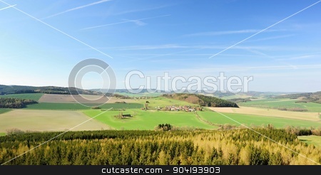 To use this stock image in your creative project, please select the size you need over to the right and click the "Add to Cart" button.
Your downloaded image will come with the Cutcaster watermark removed so don’t worry about the watermark you see on this page. Beautiful spring landscape stock photo, Beautiful spring landscape with forest, meadow and sky by Ondrej Vladyka