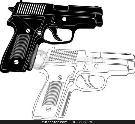 To use this stock image in your creative project, please select the size you need over to the right and click the "Add to Cart" button.
Your downloaded image will come with the Cutcaster watermark removed so don’t worry about the watermark you see on this page. Gun Silhouette stock vector clipart, illustration of great Gun Silhouette by Ahmed Nassar