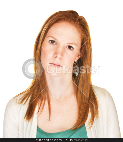 To use this stock image in your creative project, please select the size you need over to the right and click the "Add to Cart" button.
Your downloaded image will come with the Cutcaster watermark removed so don’t worry about the watermark you see on this page. Listening With Blank Stare stock photo, Serious woman with tilted head and blank stare by Scott Griessel