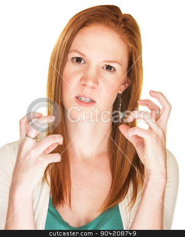 To use this stock image in your creative project, please select the size you need over to the right and click the "Add to Cart" button.
Your downloaded image will come with the Cutcaster watermark removed so don’t worry about the watermark you see on this page. Furious Woman With Curled Fingers stock photo, Isolated angry Caucasian female with curled fingers by Scott Griessel