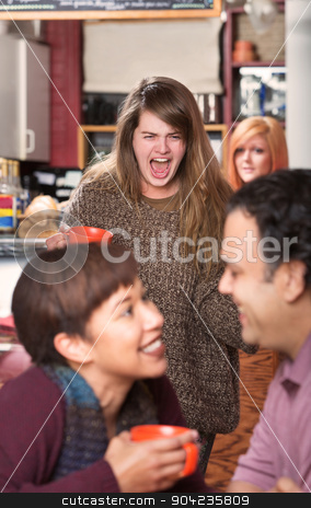 To use this stock image in your creative project, please select the size you need over to the right and click the "Add to Cart" button.
Your downloaded image will come with the Cutcaster watermark removed so don’t worry about the watermark you see on this page. Crying Woman and Cheating Boyfriend stock photo, Adult female crying in cafe after seeing boyfriend cheat on her by Scott Griessel