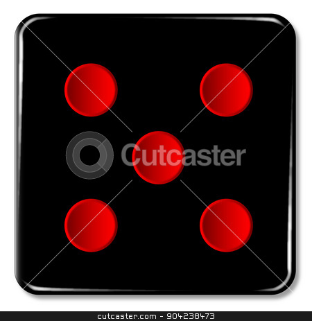 To use this stock image in your creative project, please select the size you need over to the right and click the "Add to Cart" button.
Your downloaded image will come with the Cutcaster watermark removed so don’t worry about the watermark you see on this page. Five stock vector clipart, The face of a dice with five red spots over a white background by Kotto
