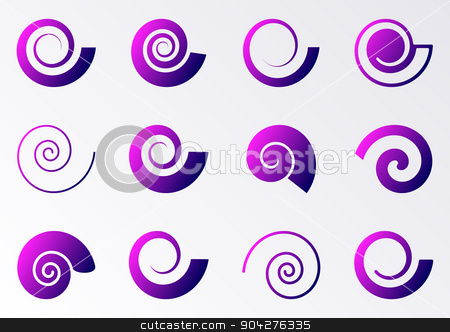 To use this stock image in your creative project, please select the size you need over to the right and click the "Add to Cart" button.
Your downloaded image will come with the Cutcaster watermark removed so don’t worry about the watermark you see on this page. Violet spiral icons stock vector clipart, Violet gradient spiral icons on white background collection by blumer