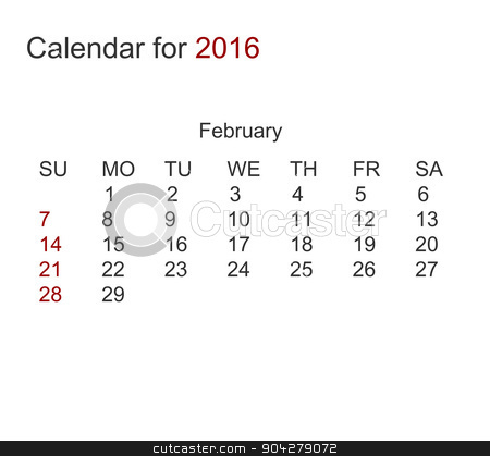 To use this stock image in your creative project, please select the size you need over to the right and click the "Add to Cart" button.
Your downloaded image will come with the Cutcaster watermark removed so don’t worry about the watermark you see on this page. Vector modern calendar for 2016 stock vector clipart, Vector modern calendar for february 2016 year by petr zaika