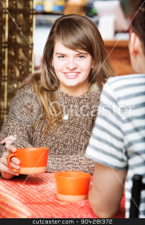 To use this stock image in your creative project, please select the size you need over to the right and click the "Add to Cart" button.
Your downloaded image will come with the Cutcaster watermark removed so don’t worry about the watermark you see on this page. Happy Lady with Friend stock photo, Happy Caucasian female having coffee with friend by Scott Griessel