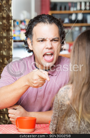 To use this stock image in your creative project, please select the size you need over to the right and click the "Add to Cart" button.
Your downloaded image will come with the Cutcaster watermark removed so don’t worry about the watermark you see on this page. Angry Man Pointing at Woman stock photo, Angry man yelling and pointing at woman in cafe by Scott Griessel