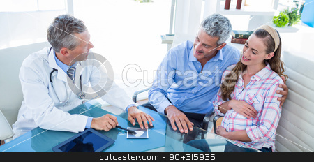 To use this stock image in your creative project, please select the size you need over to the right and click the "Add to Cart" button.
Your downloaded image will come with the Cutcaster watermark removed so don’t worry about the watermark you see on this page. Pregnant woman and her husband discussing with doctor stock photo, Pregnant woman and her husband discussing with doctor in clinic by Wavebreak Media