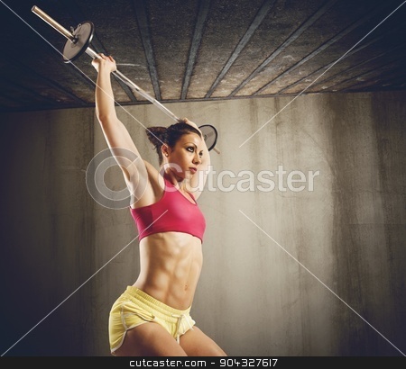 To use this stock image in your creative project, please select the size you need over to the right and click the "Add to Cart" button.
Your downloaded image will come with the Cutcaster watermark removed so don’t worry about the watermark you see on this page. Hard workout with barbell stock photo, Muscular woman doing hard workout with barbell by Federico Caputo