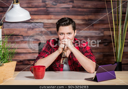 To use this stock image in your creative project, please select the size you need over to the right and click the "Add to Cart" button.
Your downloaded image will come with the Cutcaster watermark removed so don’t worry about the watermark you see on this page. Tense Office Worker with Hands on Mouth stock photo, Tense office worker with hands over her mouth by Scott Griessel