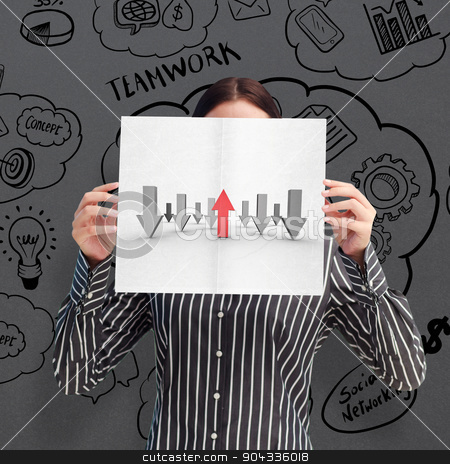 To use this stock image in your creative project, please select the size you need over to the right and click the "Add to Cart" button.
Your downloaded image will come with the Cutcaster watermark removed so don’t worry about the watermark you see on this page. Composite image of businesswoman showing a white card in front o stock photo, Businesswoman showing a white card in front of her face against grey by Wavebreak Media