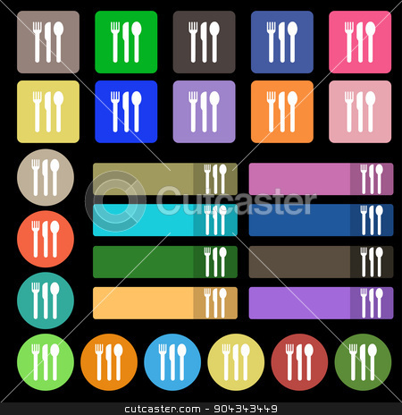 To use this stock image in your creative project, please select the size you need over to the right and click the "Add to Cart" button.
Your downloaded image will come with the Cutcaster watermark removed so don’t worry about the watermark you see on this page. fork, knife, spoon icon sign. Set from twenty seven multicolored flat buttons. Vector stock vector clipart, fork, knife, spoon icon sign. Set from twenty seven multicolored flat buttons. Vector illustration by Serhii