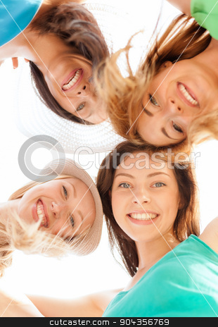 To use this stock image in your creative project, please select the size you need over to the right and click the "Add to Cart" button.
Your downloaded image will come with the Cutcaster watermark removed so don’t worry about the watermark you see on this page. faces of girls looking down and smiling stock photo, summer holidays and vacation concept - faces of girls looking down and smiling by Syda Productions