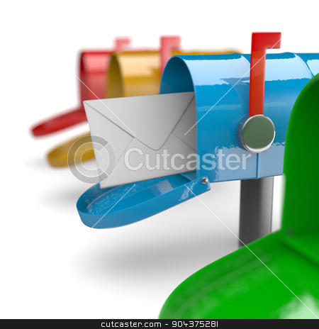 To use this stock image in your creative project, please select the size you need over to the right and click the "Add to Cart" button.
Your downloaded image will come with the Cutcaster watermark removed so don’t worry about the watermark you see on this page. Finally Mail Arrived stock photo, Colorful Mail Boxes on White Background 3D Illustration by make
