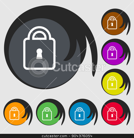 To use this stock image in your creative project, please select the size you need over to the right and click the "Add to Cart" button.
Your downloaded image will come with the Cutcaster watermark removed so don’t worry about the watermark you see on this page. Lock icon sign. Symbol on eight colored buttons. Vector stock vector clipart, Lock icon sign. Symbol on eight colored buttons. Vector illustration by Serhii