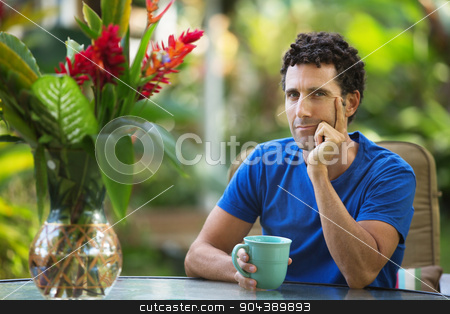 To use this stock image in your creative project, please select the size you need over to the right and click the "Add to Cart" button.
Your downloaded image will come with the Cutcaster watermark removed so don’t worry about the watermark you see on this page. Serious Man with Hand on Chin stock photo, Serious male adult sitting outdoors with hand on chin by Scott Griessel