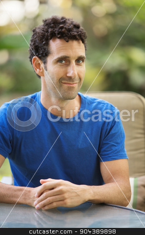 To use this stock image in your creative project, please select the size you need over to the right and click the "Add to Cart" button.
Your downloaded image will come with the Cutcaster watermark removed so don’t worry about the watermark you see on this page. Grinning Adult Male stock photo, Grinning adult in blue shirt with grin by Scott Griessel