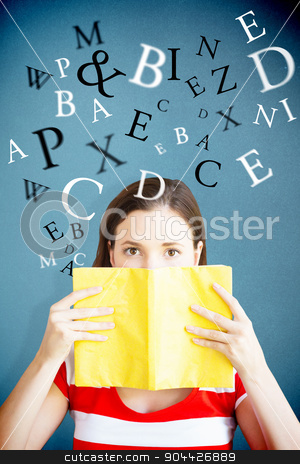 To use this stock image in your creative project, please select the size you need over to the right and click the "Add to Cart" button.
Your downloaded image will come with the Cutcaster watermark removed so don’t worry about the watermark you see on this page. Composite image of student covering face with book in library stock photo, Student covering face with book in library against blue background by Wavebreak Media