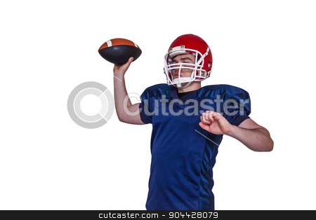 To use this stock image in your creative project, please select the size you need over to the right and click the "Add to Cart" button.
Your downloaded image will come with the Cutcaster watermark removed so don’t worry about the watermark you see on this page. American football player throwing the ball stock photo, American football player throwing the ball on white background by Wavebreak Media