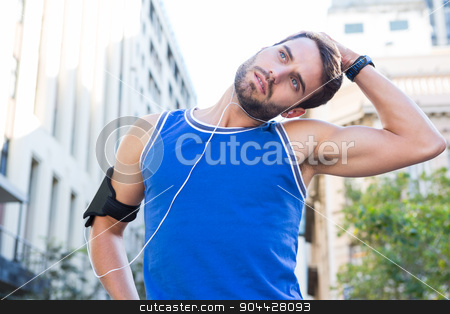 To use this stock image in your creative project, please select the size you need over to the right and click the "Add to Cart" button.
Your downloaded image will come with the Cutcaster watermark removed so don’t worry about the watermark you see on this page. Handsome athlete stretching his head stock photo, Handsome athlete stretching his head in the city by Wavebreak Media