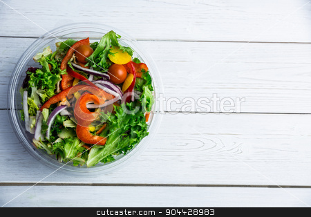 To use this stock image in your creative project, please select the size you need over to the right and click the "Add to Cart" button.
Your downloaded image will come with the Cutcaster watermark removed so don’t worry about the watermark you see on this page. Healthy bowl of salad on table stock photo, Healthy bowl of salad on table shot in studio by Wavebreak Media