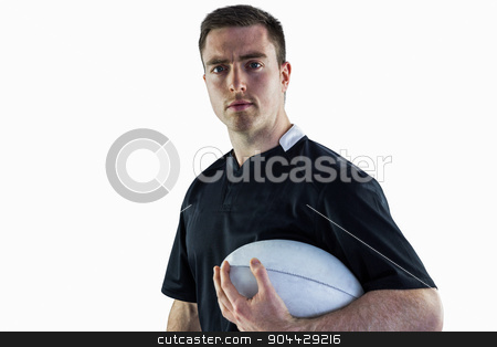 To use this stock image in your creative project, please select the size you need over to the right and click the "Add to Cart" button.
Your downloaded image will come with the Cutcaster watermark removed so don’t worry about the watermark you see on this page. Rugby player holding a rugby ball stock photo, Portrait of a rugby player holding a rugby ball by Wavebreak Media