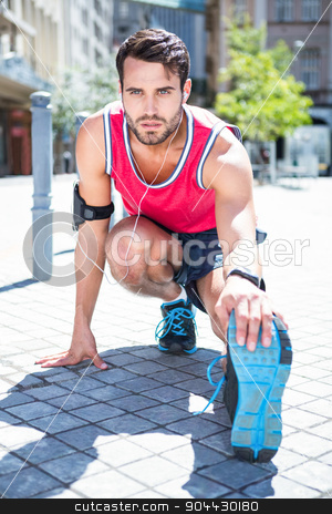 To use this stock image in your creative project, please select the size you need over to the right and click the "Add to Cart" button.
Your downloaded image will come with the Cutcaster watermark removed so don’t worry about the watermark you see on this page. Handsome athlete doing a leg stretching stock photo, Handsome athlete doing a leg stretching on a sunny day by Wavebreak Media