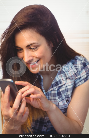 To use this stock image in your creative project, please select the size you need over to the right and click the "Add to Cart" button.
Your downloaded image will come with the Cutcaster watermark removed so don’t worry about the watermark you see on this page. Pretty hipster using her phone stock photo, Pretty hipster using her phone in a bright room by Wavebreak Media