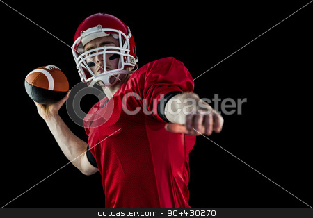 To use this stock image in your creative project, please select the size you need over to the right and click the "Add to Cart" button.
Your downloaded image will come with the Cutcaster watermark removed so don’t worry about the watermark you see on this page. American football player throwing football stock photo, American football player throwing football against black background by Wavebreak Media