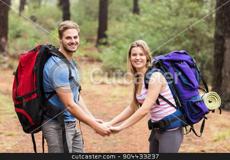 To use this stock image in your creative project, please select the size you need over to the right and click the "Add to Cart" button.
Your downloaded image will come with the Cutcaster watermark removed so don’t worry about the watermark you see on this page. Young happy hiker couple holding hands stock photo, Young happy hiker couple holding hands in the nature by Wavebreak Media