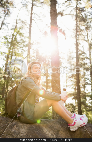 To use this stock image in your creative project, please select the size you need over to the right and click the "Add to Cart" button.
Your downloaded image will come with the Cutcaster watermark removed so don’t worry about the watermark you see on this page. Pretty blonde hiker sitting on stone stock photo, Pretty blonde hiker sitting on stone in the nature by Wavebreak Media