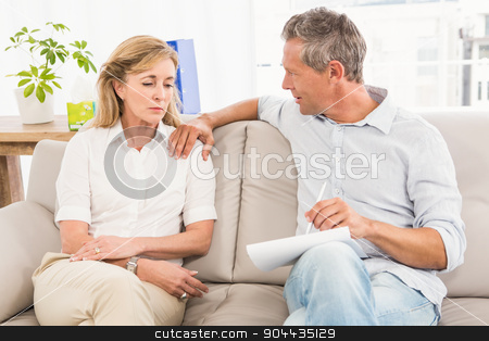 To use this stock image in your creative project, please select the size you need over to the right and click the "Add to Cart" button.
Your downloaded image will come with the Cutcaster watermark removed so don’t worry about the watermark you see on this page. Concerned therapist comforting female patient stock photo, Concerned therapist comforting female patient in the office by Wavebreak Media