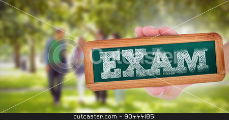 To use this stock image in your creative project, please select the size you need over to the right and click the "Add to Cart" button.
Your downloaded image will come with the Cutcaster watermark removed so don’t worry about the watermark you see on this page. Exam against froup of college students walking in the park stock photo, The word exam and hand showing chalkboard against froup of college students walking in the park by Wavebreak Media