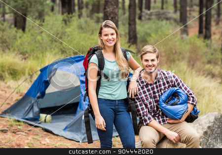 To use this stock image in your creative project, please select the size you need over to the right and click the "Add to Cart" button.
Your downloaded image will come with the Cutcaster watermark removed so don’t worry about the watermark you see on this page. Portrait of a young pretty hiker couple holding a sleeping bag a stock photo, Portrait of a young pretty hiker couple holding a sleeping bag and backpack in the nature by Wavebreak Media