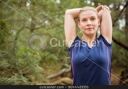 To use this stock image in your creative project, please select the size you need over to the right and click the "Add to Cart" button.
Your downloaded image will come with the Cutcaster watermark removed so don’t worry about the watermark you see on this page. Athletic blonde stretching arms stock photo, Athletic blonde stretching arms in the nature by Wavebreak Media
