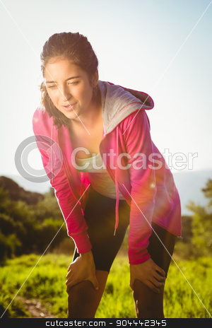 To use this stock image in your creative project, please select the size you need over to the right and click the "Add to Cart" button.
Your downloaded image will come with the Cutcaster watermark removed so don’t worry about the watermark you see on this page. Breathing athletic brunette resting stock photo, Breathing athletic brunette resting in the nature by Wavebreak Media
