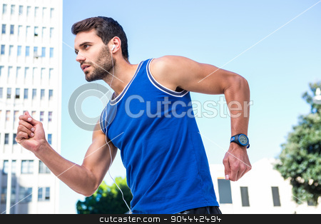 To use this stock image in your creative project, please select the size you need over to the right and click the "Add to Cart" button.
Your downloaded image will come with the Cutcaster watermark removed so don’t worry about the watermark you see on this page. Handsome athlete jogging stock photo, Handsome athlete jogging in the city by Wavebreak Media