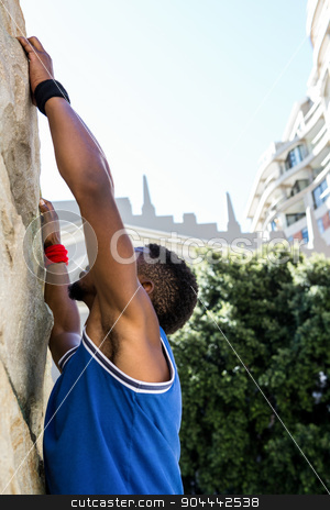 To use this stock image in your creative project, please select the size you need over to the right and click the "Add to Cart" button.
Your downloaded image will come with the Cutcaster watermark removed so don’t worry about the watermark you see on this page. Extreme athlete gripping to wall stock photo, Extreme athlete gripping to wall in the city by Wavebreak Media