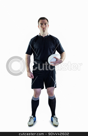 To use this stock image in your creative project, please select the size you need over to the right and click the "Add to Cart" button.
Your downloaded image will come with the Cutcaster watermark removed so don’t worry about the watermark you see on this page. Rugby player holding a rugby ball stock photo, Portrait of a rugby player holding a rugby ball by Wavebreak Media
