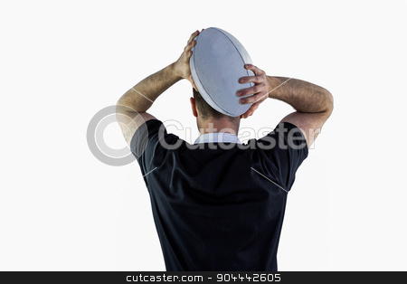 To use this stock image in your creative project, please select the size you need over to the right and click the "Add to Cart" button.
Your downloaded image will come with the Cutcaster watermark removed so don’t worry about the watermark you see on this page. Rugby player about to throw a rugby ball stock photo, Back view of a rugby player about to throw a rugby ball by Wavebreak Media